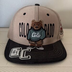 Men's Tan and Black Bear Embroidered Cap